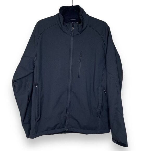 Kirkland Signature Soft Shell Black Jacket Water Resistant Pockets Men Large - Picture 1 of 12